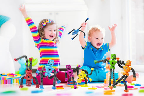 Wririwud 6PC,Toys 3 4 5 6 7 8 9,Christmas Robot Sensory Travel Roadtrip Toys for Kids with Autism, Suction Autism Pop