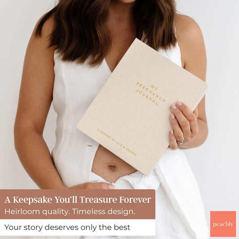 Peachly Pregnancy Journal - Linen Pregnancy Book to Capture Every Milestone - Pregnancy Must Haves - Baby Book Keepsake