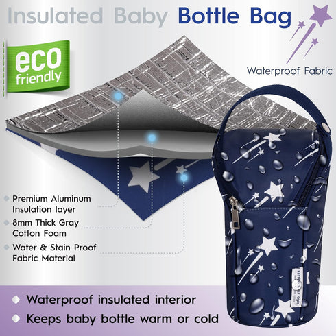 Nasteri Baby Gear Extra Large Portable Baby Changing Pad with Memory Foam Pillow & Insulated Bottle Bag - Waterproof