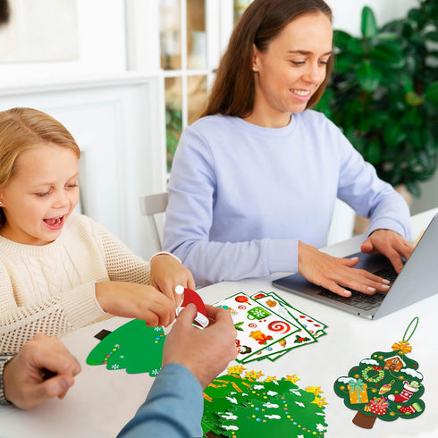 80UncleKimby 60pcs Set Christmas Crafts for Kids - DIY Xmas Tree Ornaments with Sticker Kits - for Holiday Decorations