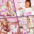 3 4 5 6 7 8 G.C Cat Toys for Kids Girls, Electronic Interactive Stuffed Cat Walk Meow and Wag Tail with Stroller Pet