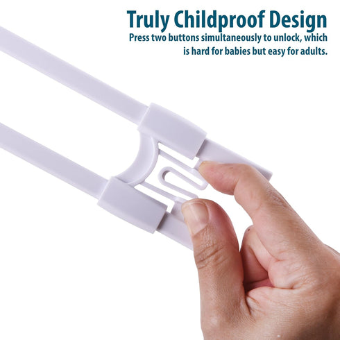 Sliding Cabinet Locks for Baby Proofing, Adjustable Child Safety Latches for Knobs & Handles, 10 Pack, White