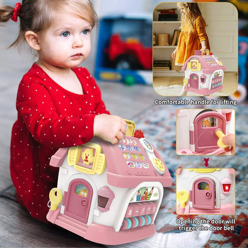 Montessori Toys for 1+ Year Old Girl, 8-in-1 Toddler Toys with Sound, Lights, Music, Clock, Telephone, Car