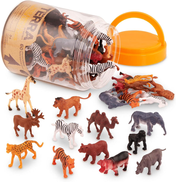 Terra by Battat 60 Pieces Wild Creatures Tube Realistic Mini Animal Figurines