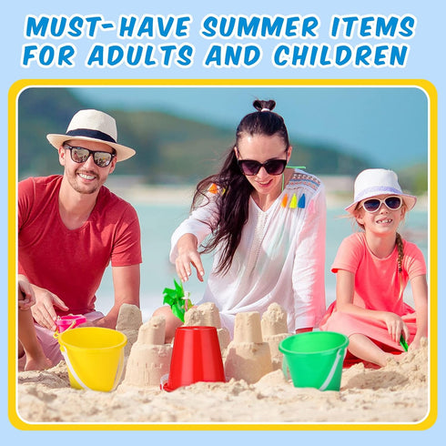 12 Summer 4 Colors(5 Inch,Red,Yellow,Blue,Green) Didaey Pieces Beach Pails Sand Buckets for Boys and Girls Beach