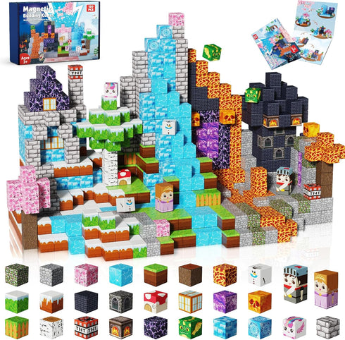 Magnetopia Magnetic Blocks - 150PCS Magnetic Building Block Cubes Dark Forest Glacier Castle,
