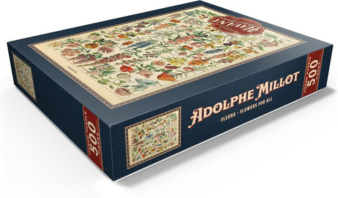 500 MyPuzzle Fleurs - Flowers for All, Vintage Art Poster, Adolphe Millot - Premium Piece Jigsaw Puzzle for Adults