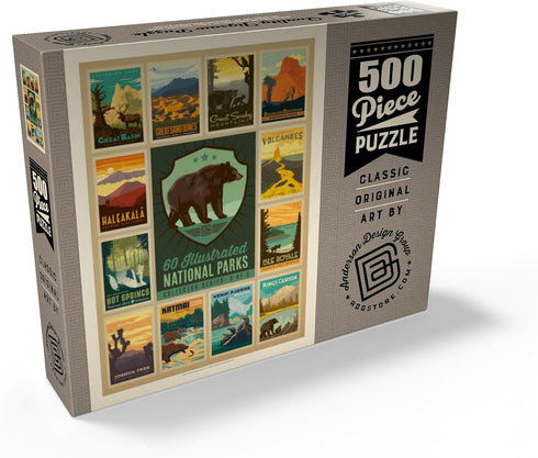 MyPuzzle Vintage Poster National Parks Collector Series - Edition 3, Premium 500 Piece Jigsaw Puzzle for Adults