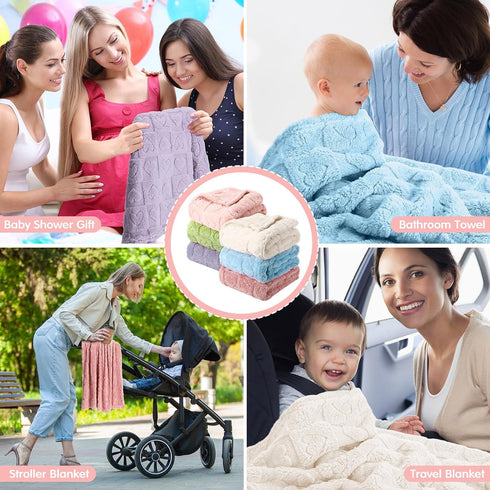 Hahafelt 6 Pack 30 40 Inches Cozy Baby Fleece Blanket Bulk Heart Checkered Baby Blanket x Soft Fuzzy Throw Blankets