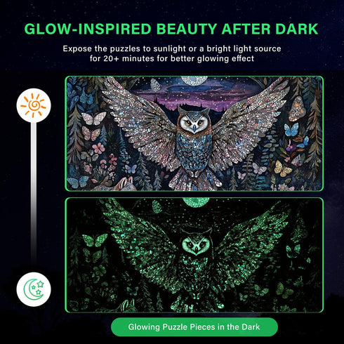 1000 Adults,6 26.6x19.2 Glow-in-The-Dark Owl Puzzles for Adults Pieces, Difficult Challenging Unique Puzzle for Colors