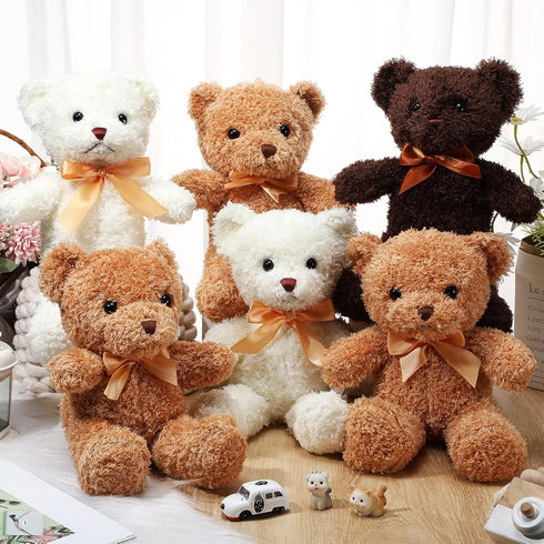 HyDren 12 Pcs Bear Stuffed Animal, 12 Inch Bulk Soft Plush Bears with Ribbon Bow Ties for Gifts