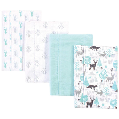Hudson Baby Unisex Cotton Flannel Burp Cloths, Linocut Woodland Neutral, One Size