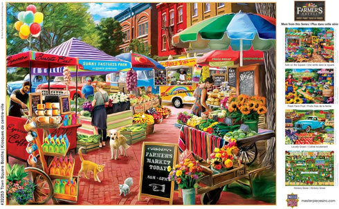MasterPieces 750 Piece Jigsaw Puzzle for Adults, Town Square Booths, 18"x24"