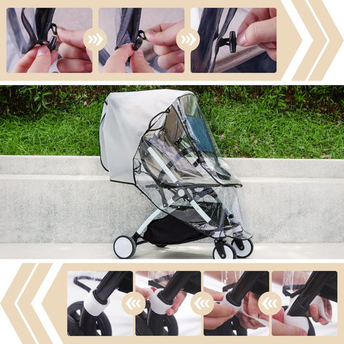 Bemece Universal Stroller Rain Cover, Baby Travel Weather Shield for Summer, Windproof and Waterproof