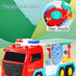 Light Up Sensory Car Toy for Kids, Transparent Gear Fire Truck with Colorful Moving Gears, Music and Lights