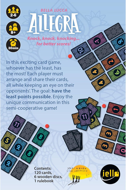 IELLO Allegra Card Game - Family Game for Ages 8+, 2-6 Players, Keep Your Score Low, 30 Min Playtime