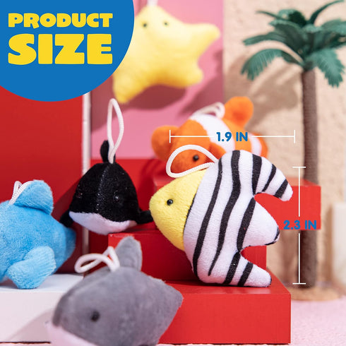 24 (24 3" JOYIN Pcs Mini Sea Animal Plush Toys Units Each), Stuffed Sea Animal Bulk for Kids Birthday Party Favors