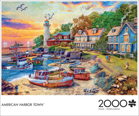Buffalo Games - Dominic Davison - American Harbor Town - 2000 Piece Jigsaw Puzzle for Adults Challenging Puzzle Perfect for Game Nights - Finished Puzzle Size is 38.50 x 26.50