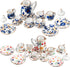 Geiserailie 2 Set Miniature Porcelain Tea Cup, 30 Pieces Dollhouse Kitchen Accessories with Golden Trim