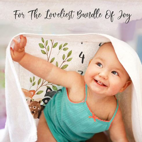 Paishanas Baby Monthly Milestone Blanket Woodland Boy Girl Gender Neutral Gift for Baby Shower Photo Blanket
