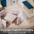 Set PlanToys Wooden Dining Room | Montessori Dollhouse Furniture with Table, Chairs, Cupboard and Shelf | Imaginative