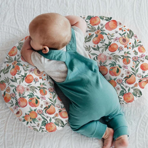 Summer Vintage Peaches Baby Nursing Pillow Covers for Boy Girl Retro Peach Flowers Leaves Nursery Slipcovers