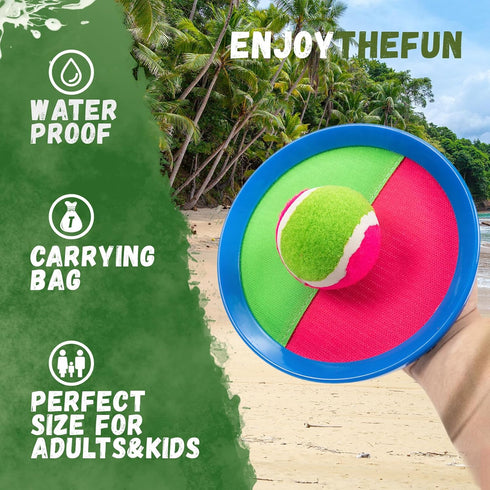Toss and Catch Ball Set - Outdoor Games, Beach Games, Lawn Games, Gifts for Kids/Adults/Family (6 Paddles, 4 Balls)