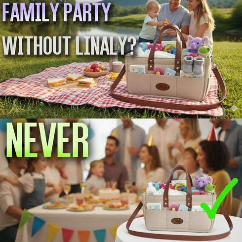 Linaly Felt Diaper Caddy Organizer, Portable Nursery Basket for Diapers, Caddy for Baby Stuff Storage, Baby Shower Must