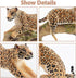 Toymany 7PCS Jaguars Figurines with Jaguars Cub and Tree Trunk, Realistic Jungle Animals Family Playset