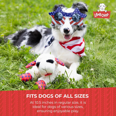 Multipet Lamb Chop Dog Plush Toy with Santa Hat - Squeaky Toy for All Dogs, Extra Soft Plush (10.5”, Cream)