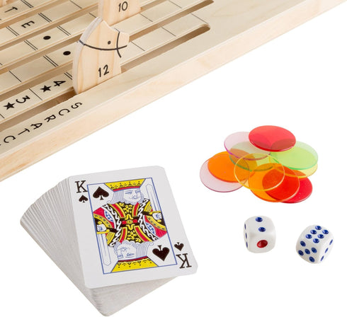 Hey! Play! Wooden Horse Race Game with Dice, Cards and Chips – Indoor and Outdoor Party Game