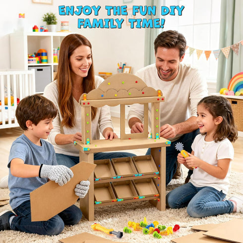 196 5 6 7 8 PCS Cardboard Cutter for Kids, Reusable Safe Cardboard Tools for Kids with Box, Gloves, Screws, Connectors