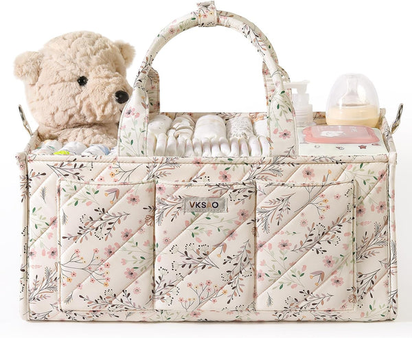 VKSAO Extra Large Diaper Caddy Organizer Big Baby Essentials Nursery Storage Basket with