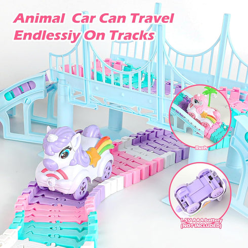 268 Set, 2 Set, 3-9 PCS Unicorn Race Tracks for Kids Toys, Glow in The Dark Magic Toy Unicorn Cars Track, Flexible DIY