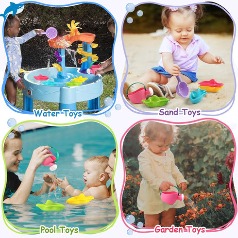 1-3 2-4 6 Fajiabao Bath Toys for Kids Ages Toddler Bath Toys Mold Free for Stacking Boat Water Table Pool Sand Bathtub