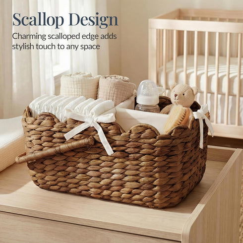 Best Choice Products Baby Diaper Caddy Organizer, Large Portable Handmade Nursery Basket w/Removable Divider & Handles