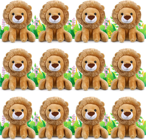 VercanMonth 12 Pieces Lion Plush Set 6 Inches Cuddly Lion Stuffed Animal Soft