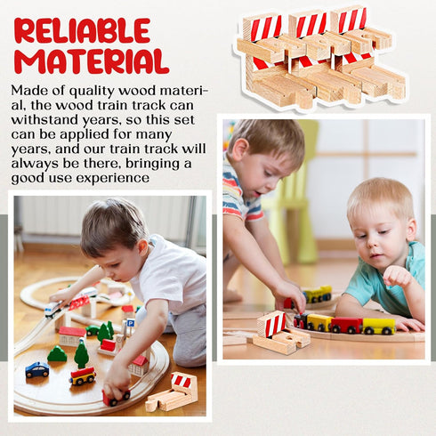 8 Liliful Pieces Wooden Train Track Bumpers, Male and Female Bumpers Wooden Train Track Accessories, Multi Style