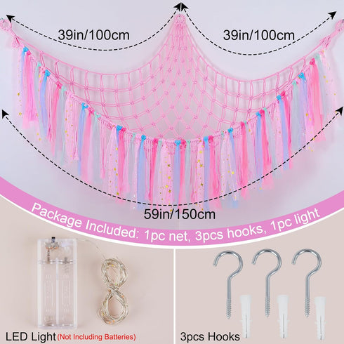 Hammock Hammock FIOBEE Stuffed Animals Net or with LED Light, Toy Hanging Stuffed Animals Storage Organizer Holder Room