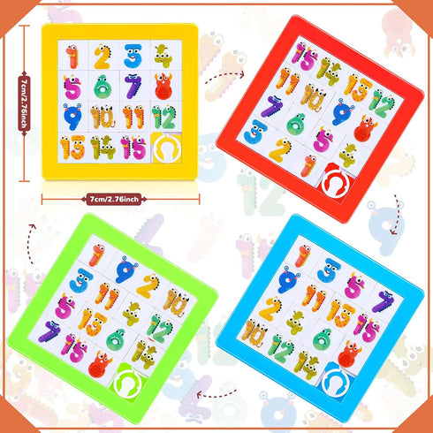 Sumind 8 Pieces Slide Puzzles for Kids, Colorful Plastic IQ Blocks Toys Brain Teaser Game Gift for All Ages
