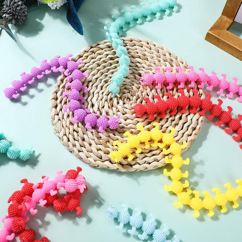 50 Pack Chivao Bulk Stretchy String Fidget Toys Animal Sensory Toys for Kids Adults Colorful Fidget Worm Stress Anxiety