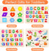Montessori Wooden Peg Puzzles, 4 Pcs Educational Toys for Toddlers 2-5 Years, Alphabet, Shape, Number, Dinosaur Gifts