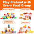Jaxojoy 122 Piece Pretend Play Food Set for Kids - Toy Food for Kids Kitchen Set, Pretend Play Kitchen Food, Kids Kitchen Accessories Set