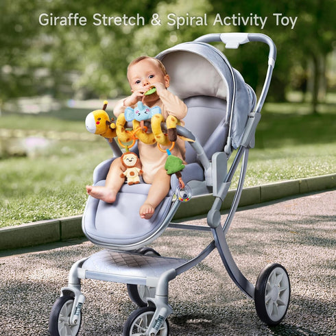 TUMAMA KIDS Spiral Car Seat & Stroller Activity Toy - Giraffe Textured Play Toy for Sensory Exploration