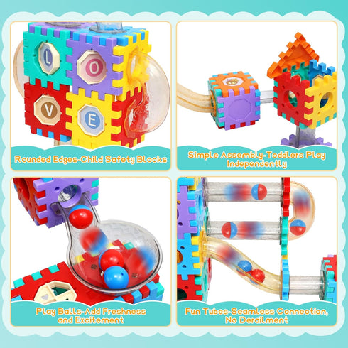 234 4 5 6 7 8 9 10 11 12Years, AOSITE PCS STEM Marble Run Building Learning Toy Kid Gift Construction Race Track