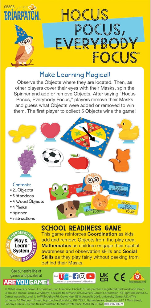 Briarpatch | Hocus Pocus, Everybody Focus, School Readiness Game for Preschool, Travel Friendly, Early Learning Activity for Kids Ages 3+