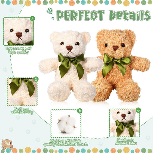 HyDren 15 Pieces Plush Stuffed Bears - 10 Inch Cute Soft Bear Toy with Bow Tie for Gifts