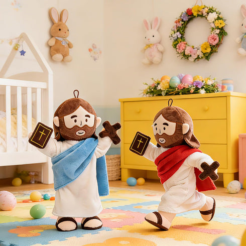 13.4" Yelakey Jesus Plush Doll with Jointed Skeleton Jesus Plushie Poseable Jesus with Removable Accessories Easter