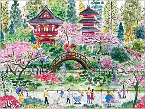 Galison Michael Storrings Japanese Tea Garden Puzzle, 300 Pieces, 21.25” x 16.14'' - Family-Friendly Illustrated Art
