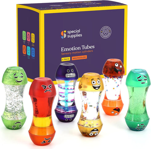 6-Pack Special Supplies Liquid Motion Bubbler Toy Cool Emotion Tubes Colorful Hourglass Timer with Droplet Movement